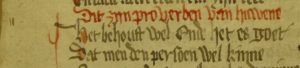 Afb. 36: Representant voor opschrift in linkermarge (f. 13v).